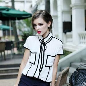 Color Block Fashion Tops For Women Black White