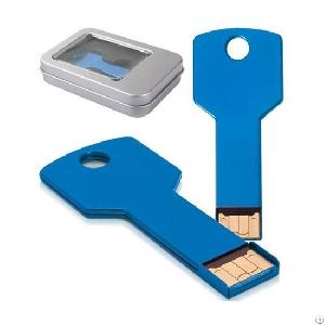 8gb Blue Key Shaped Usb Alu Flash Memory