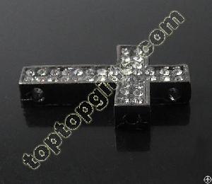 Rhinestone Cross Connection Shamballa Beads