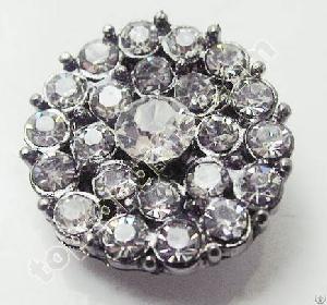 Round Flower Rhinestone Button