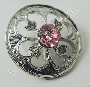 Round Rhinestone Button With Heart Flower