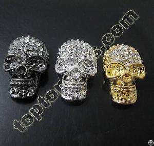 Rhinestone Skull Beads Metal Skull