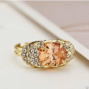 Austrian Rhinestone Decorate Chunky Rings Champagne