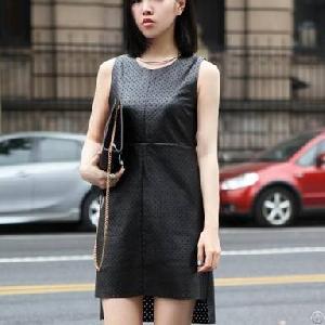 Elegant Western Irregular Holes Black Sleeveless Dress