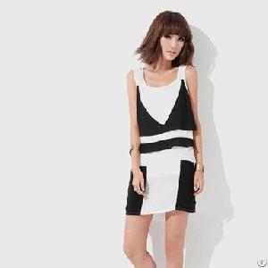 Gallus Style Special Design Dresses Black And White