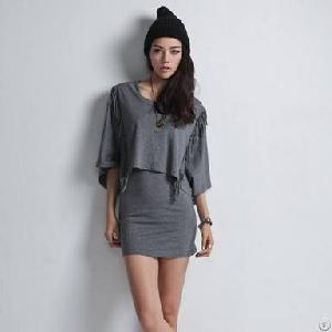 bat sleeve pieces dresses deep grey purple