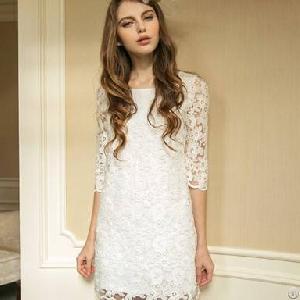 princess hollow slim round collar lace dress