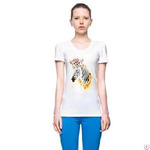 round collar zebra print t shirts