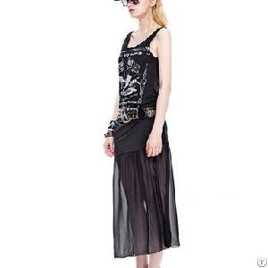 Sleeveless Gauze Maxi Dress Black