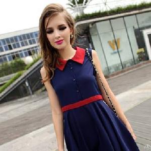 Stylish Sleeveless Deep Blue Dresses For Women