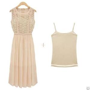 Western Elegant Bohemian Style Sleeveless Dress Pink White Black