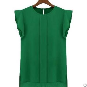 Western Falbala Decorate Cheap Blouses For Women Green Blue Rose