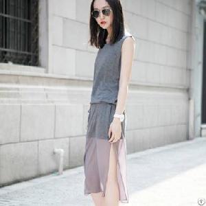 Chiffon Spliced Grey Dresses For Women