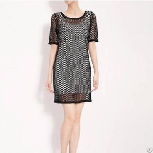 Stylish Half Sleeve Fishnet Dresses Black
