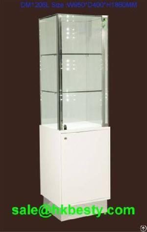 Glass Lighting Jewelry Tower Showcase With High Quality Mdf