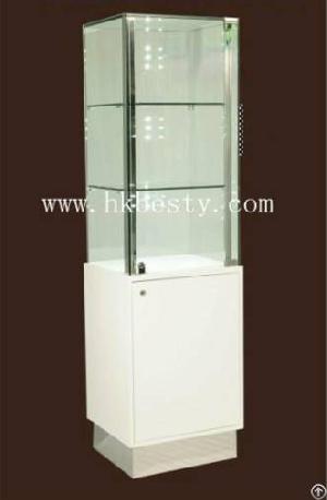 Glass Shelves Tower Display Cabinet For Jewelry Exbihition Showroom / Cosmetic Store