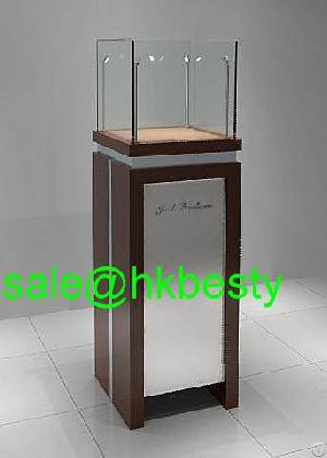 Modern Jewelry Showcase Display Cabient / Jewelry Showroom Furniture With 4 Pole Led Lights