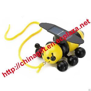 solar powered wooden bee toy