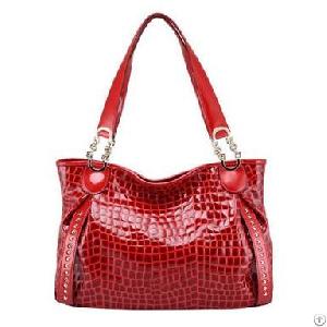 2013 Fashion Vintage Leather Handbag Red And Black