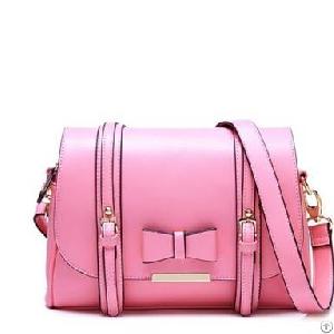 Bowknot Decorate Bright Handbags Pink