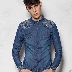 casual jean shirts men blue