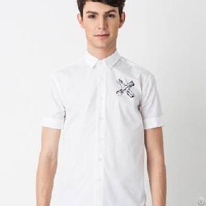 Chinese Style Mens Fitted Shirts White