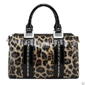 Classical Leopard Ladies Handbag Cow Leather Bag