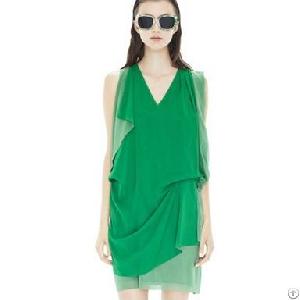 layer chiffon dresses green