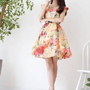 Flower Print Petite Empire Waist Dresses