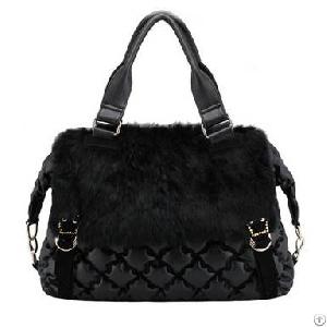 Korean Rabbit Fur Women Leather Shoulder Bags