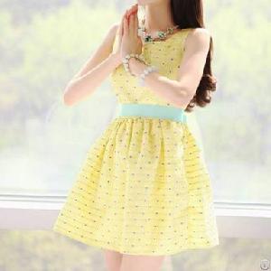 korean version sleeveless dot dress