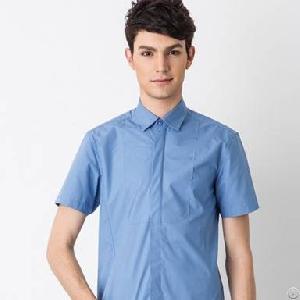 Leisure Pattern Mens Cotton Shirts Blue