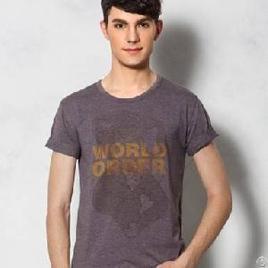 Letters Printed Mens Vintage Tees Deep Coffee