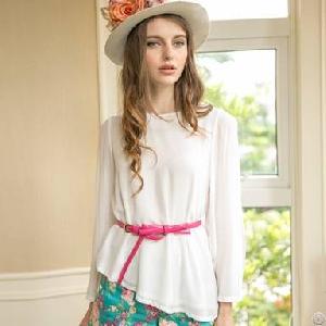 newly round collar sleeve chiffon blouse