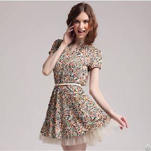 Puff Sleeve High Waist Flowy Summer Dress