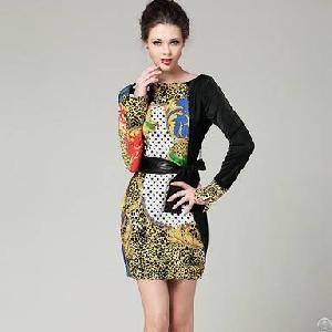 Slash Collar High Quality Silk Wrap Dress