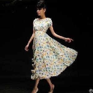 sweet flower bohemian retro shorted sleeve dress