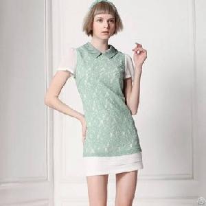 Sweet Peter Pan Collars Lace Dress Green