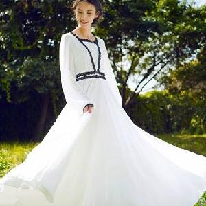 Sweet Slimming Chiffon Long Country Lace Dresses White