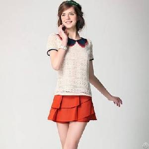 Sweet Style Peter Pan Collar Top Beige