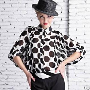 western dots chiffon bat blouse