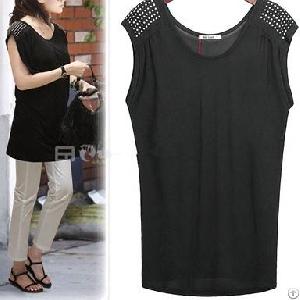 Western Loose Sleeveless Black Tee Shirts