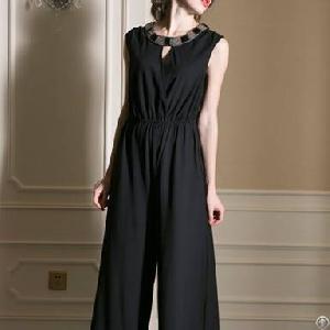 Western Major Elegant Black Sleeveless Jumpsuit