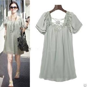 Hot Sale Lacework Chiffon Dress Light Green