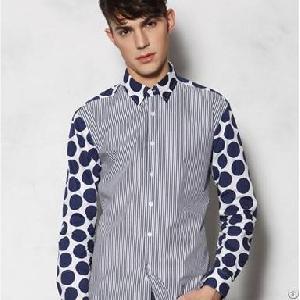 Vogue Pattern Long Sleeve Striped Shirts For Men Blue And White