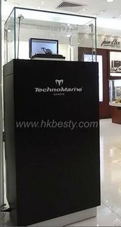 Black Fashion Jewellery Tower Display Showcase In Shop Mall Kiosk With Pole Led Lights