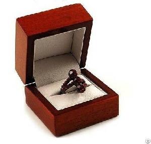 cherry lacquered wooden jewelry ring box