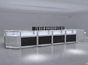 Led Kiosk Display Case / Glass Wood Jewelry Display Stand Furniture