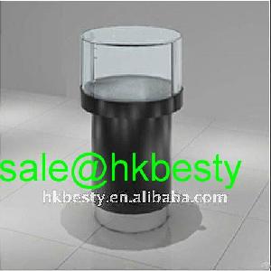 Product Display Showcases / Round Glass Showcase Furniture / Glass Display Fixtures With Led Lights