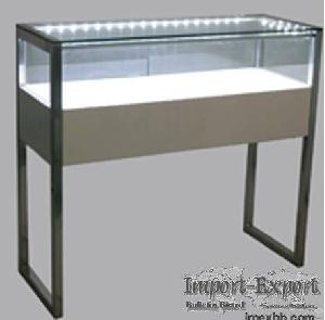 Tempered Tough Glass Jewelry Display Counter / Cabinet With Aluminium Frame